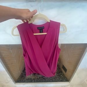 Cynthia Rowley hot Pink Cross over blouse size L